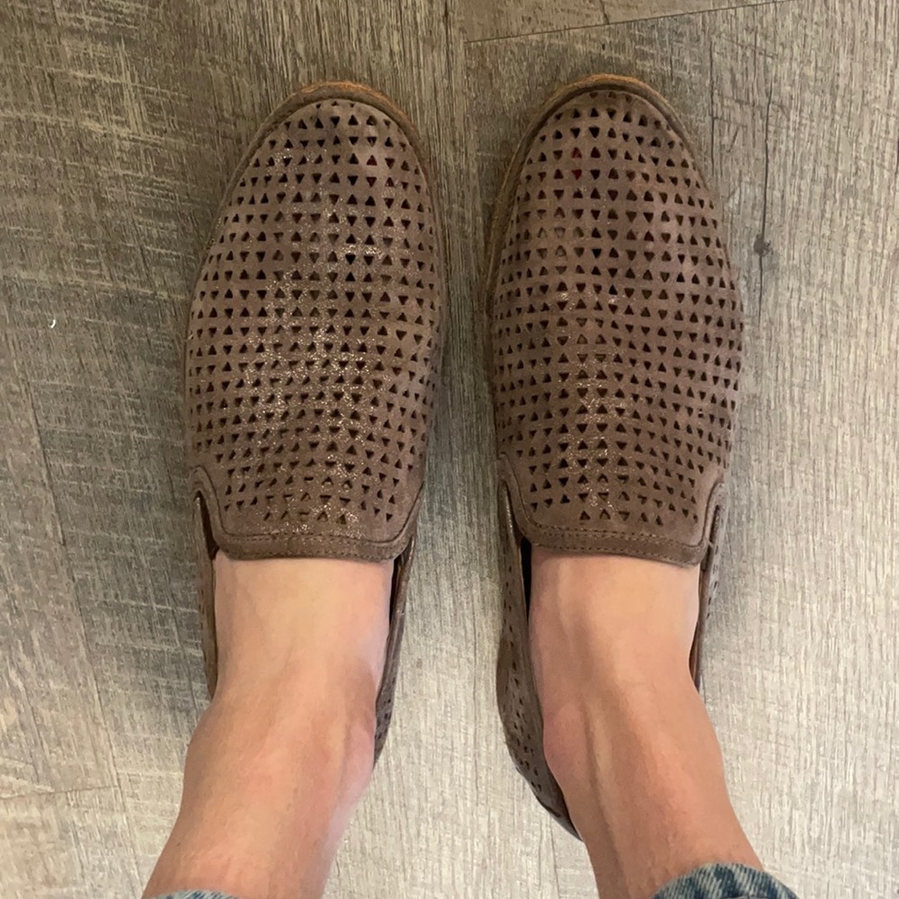 Gray Suede Loafer with Cutout Detail